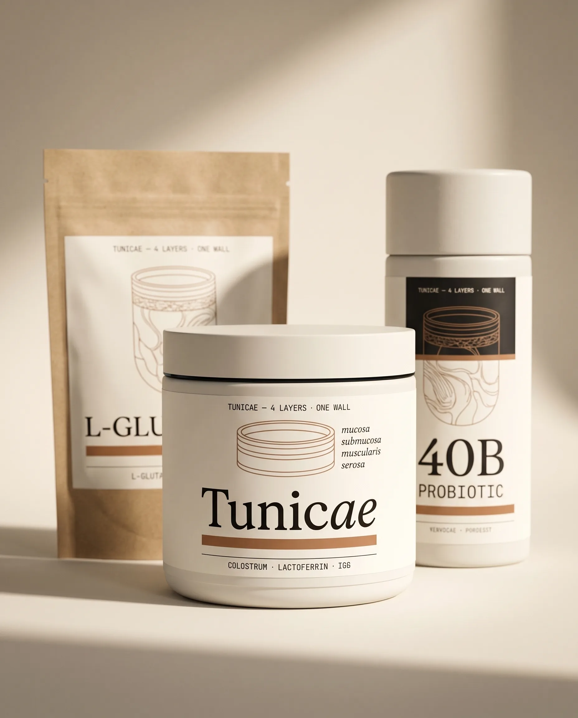 The TUNICAE Defense Stack — Colostrum, L-Glutamine, Probiotic 40B